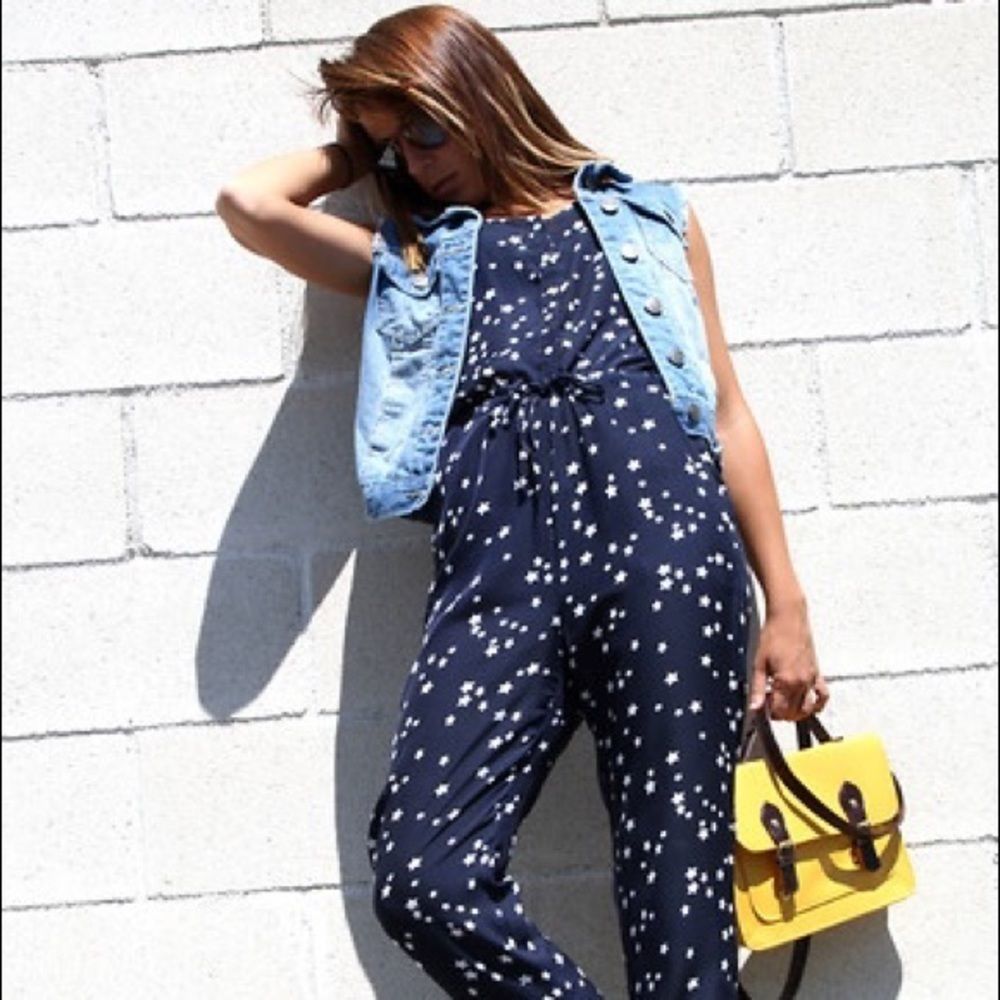 COPY - Zara navy star print jumpsuit, size L (12-14)